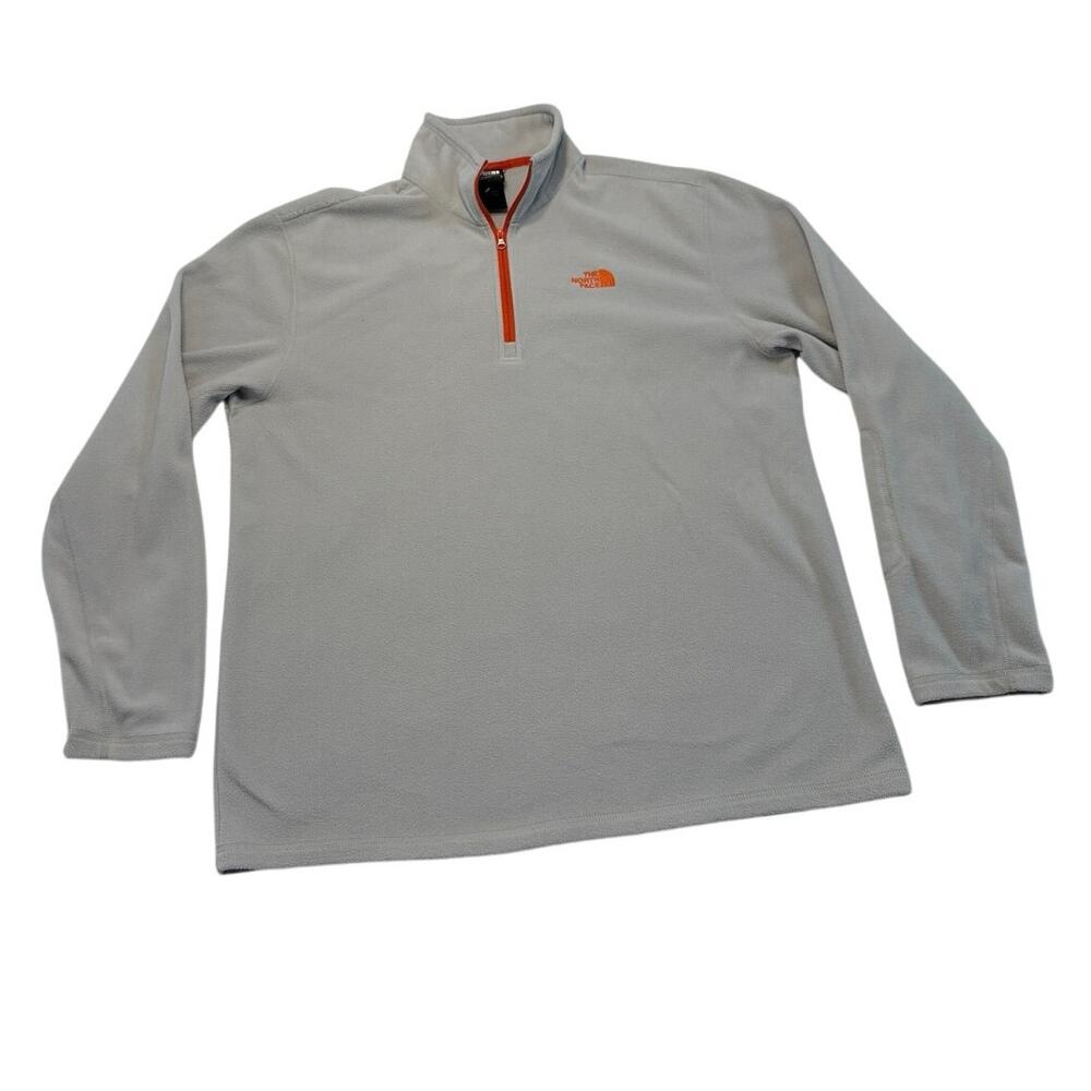North Face 1/4 Zip Fleece Men's Gray Red Jacket Size Large Pullover Sweatshirt